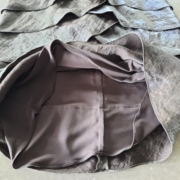 Vintage Cache Cocktail Dress Sz 6 Bronze Brown V Neck Halter Mermaid Tier Fairy - Picture 15 of 16